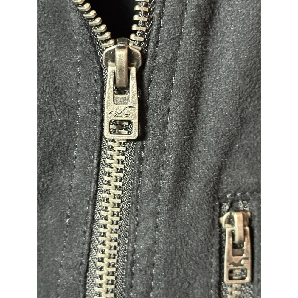 Hollister Jacket Womens Large Black Western Moto Fringe Biker Faux Suede Rodeo - Picture 6 of 14